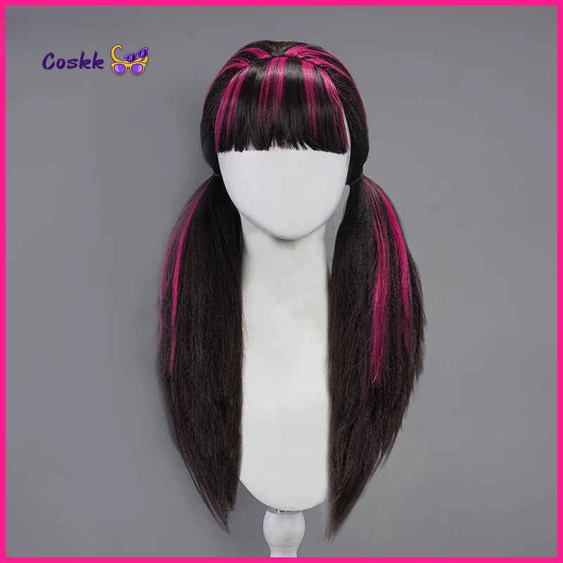 Anime Cosplay Long Black Hair - Peruca de Cosplay Draculaura, Cabelo Longo