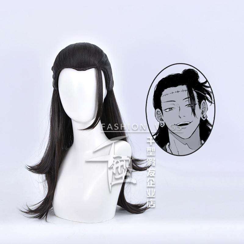 Anime Cosplay Long Black Hair - Anime peruca jujutsu geto kenjaku cosplay