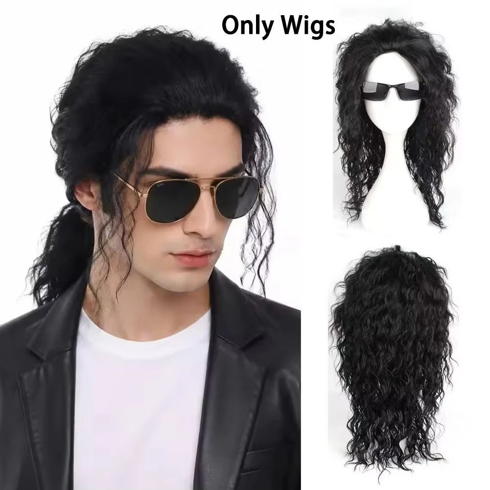 Anime Cosplay Long Black Hair - Peruca preta para cosplay de Michael