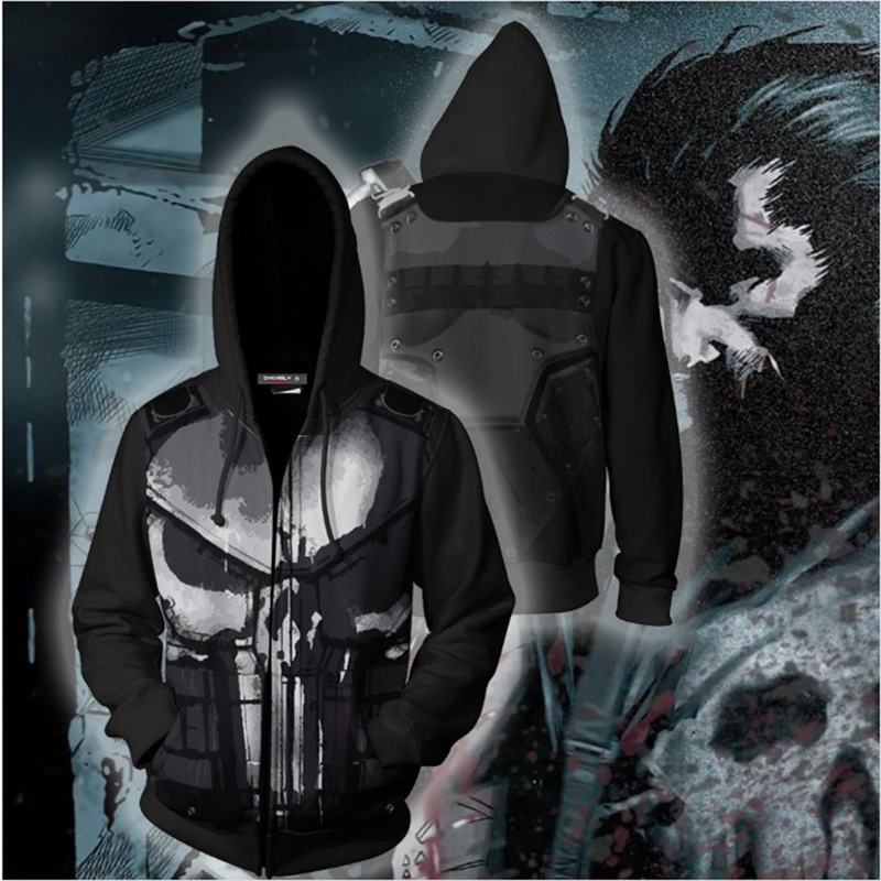 Anime Cosplay To Buy - Moletom com capuz com zíper Punisher