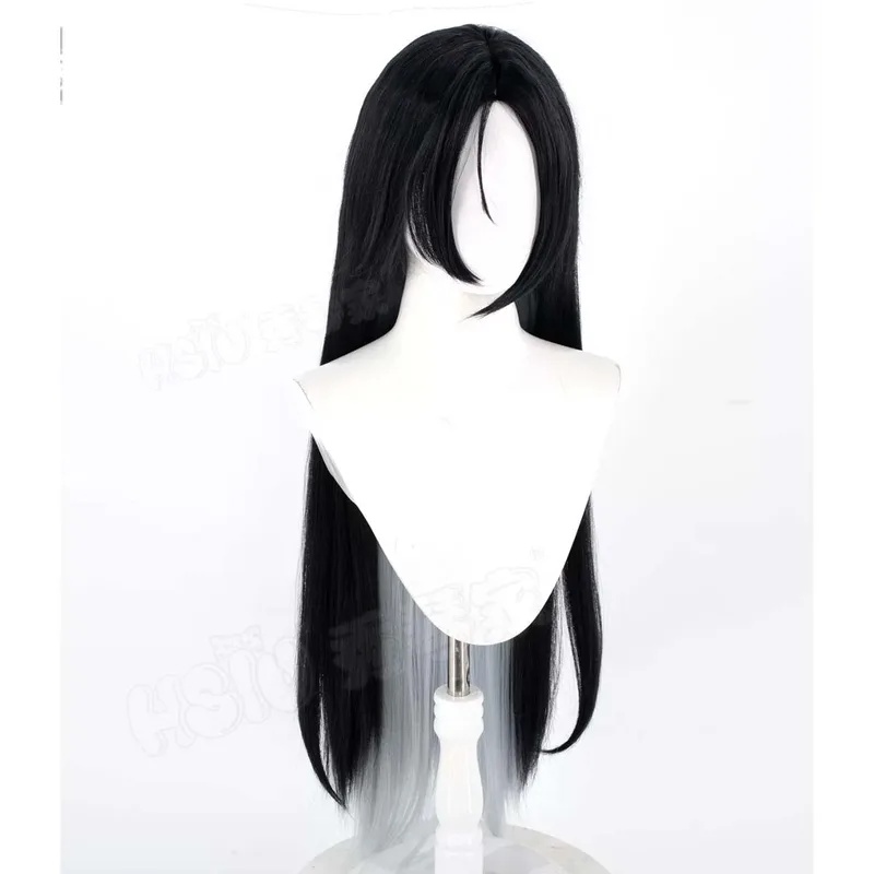 Anime Cosplay Long Black Hair - Peruca de Cabelo Sintético Resistente ao