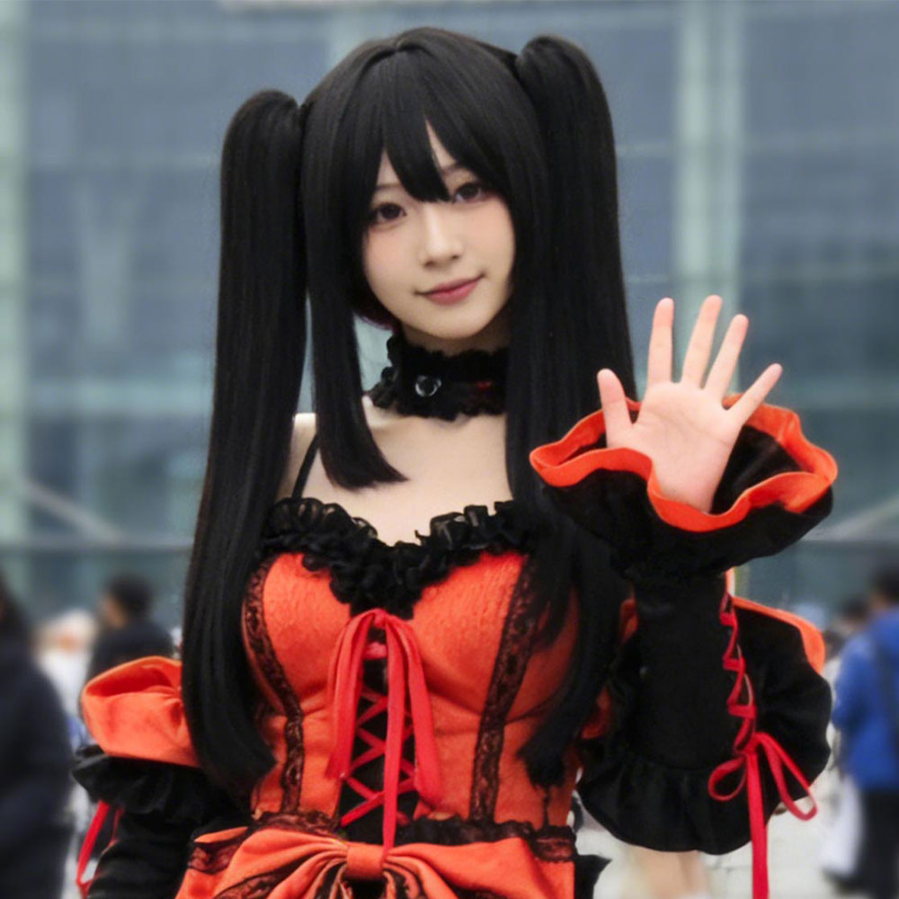 Anime Cosplay Long Black Hair - Peruca Cosplay Date A Live Tokisaki