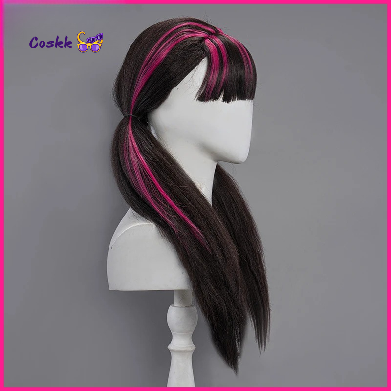 Peruca de Cosplay Draculaura,  - Anime Cosplay Long Black Hair avaliação e preço