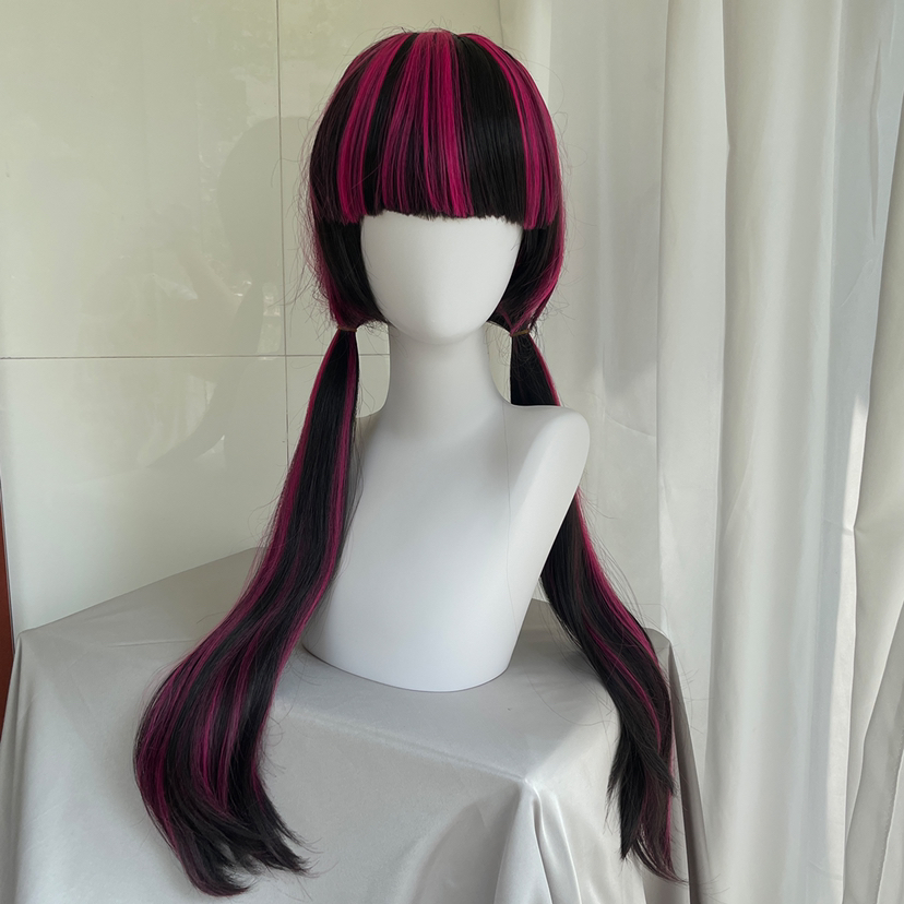 Peruca de Cosplay Draculaura d - Anime Cosplay Long Black Hair avaliação e preço